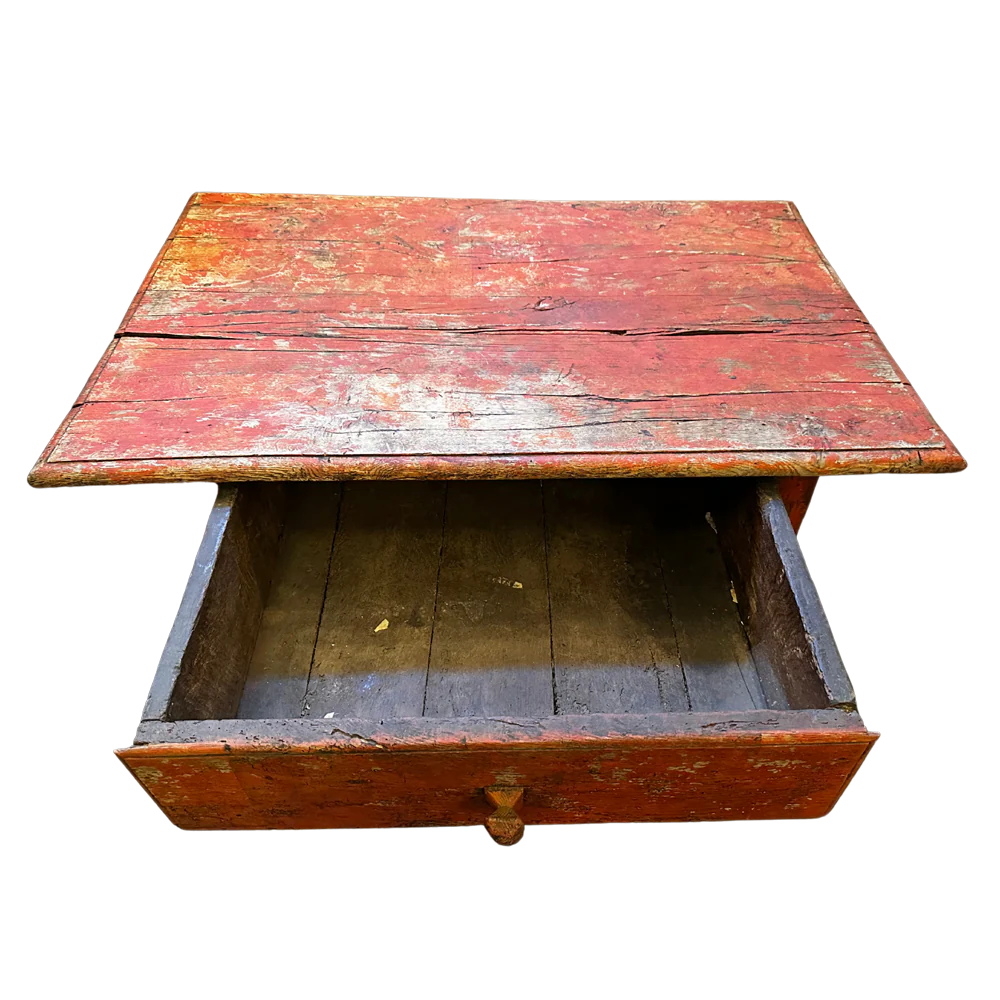 19th Century Painted Antique Table with Drawer - Image 3