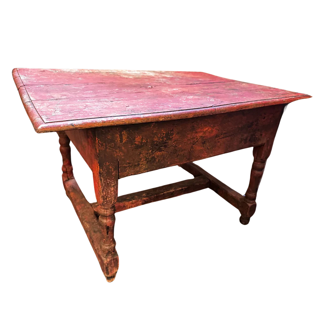 19th Century Painted Antique Table with Drawer - Image 4
