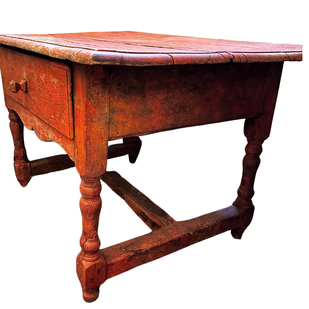 19th Century Painted Antique Table with Drawer - Image 7