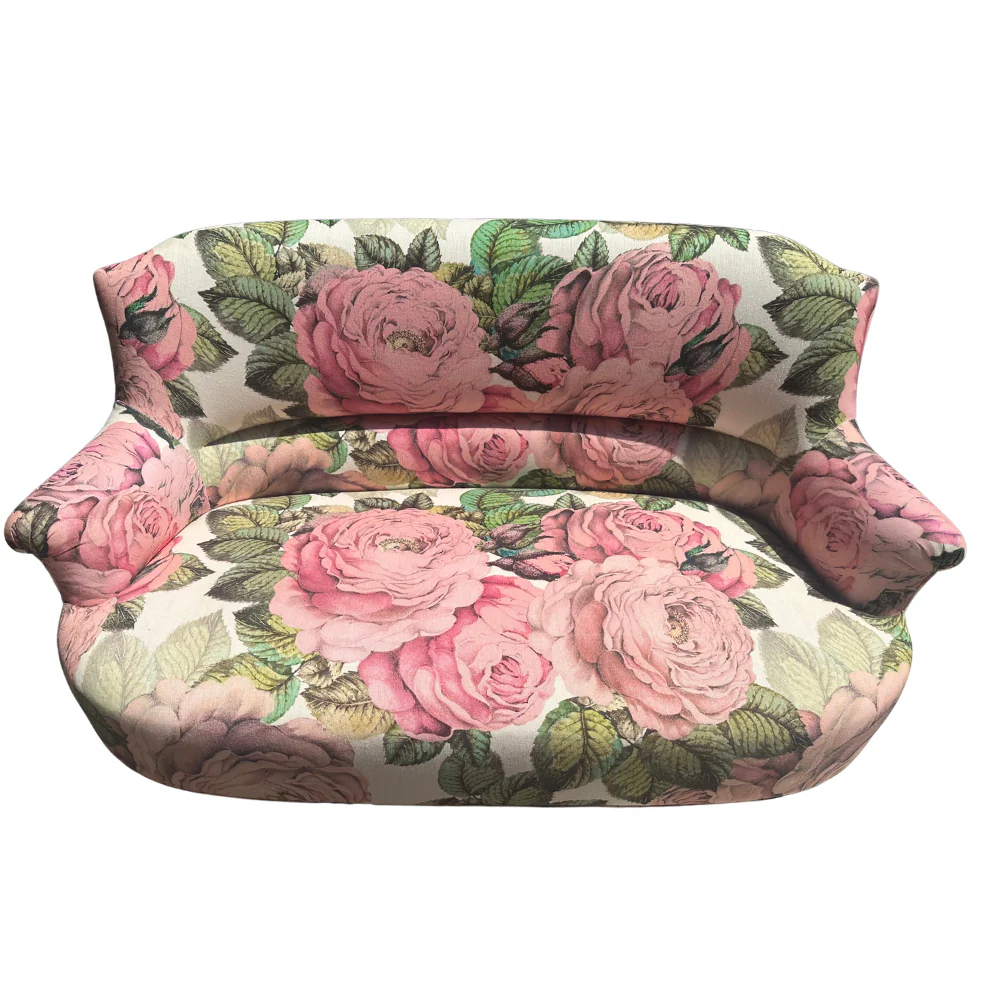 19th Century French Loveseat in John Derian for Designers Guild "The Rose Tuberose" Fabric - Image 3