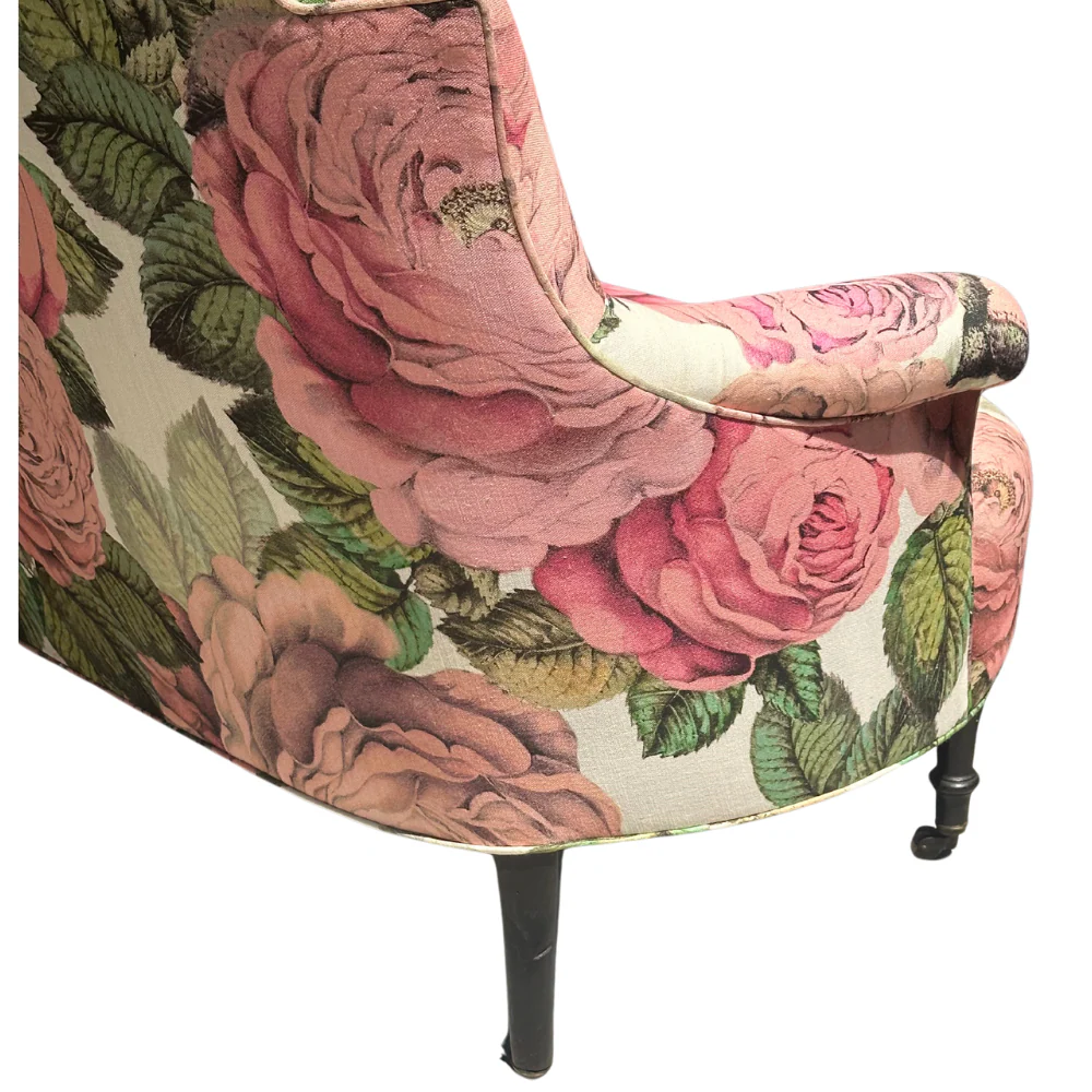 19th Century French Loveseat in John Derian for Designers Guild "The Rose Tuberose" Fabric - Image 4