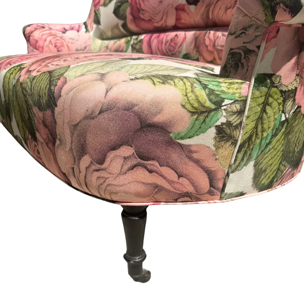 19th Century French Loveseat in John Derian for Designers Guild "The Rose Tuberose" Fabric - Image 6