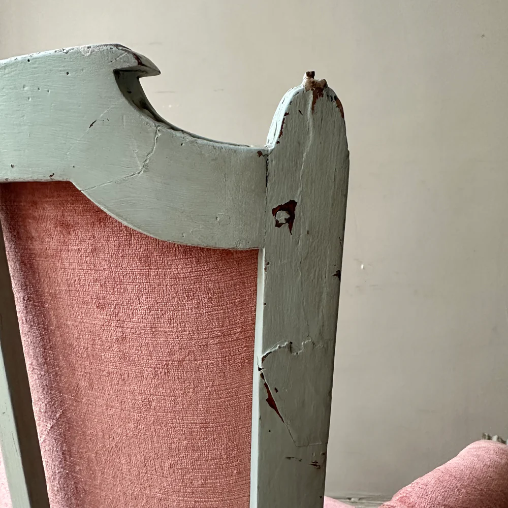 19th Century Swedish Painted Chair Upholstered in Velluto Rose Fabric - Image 6