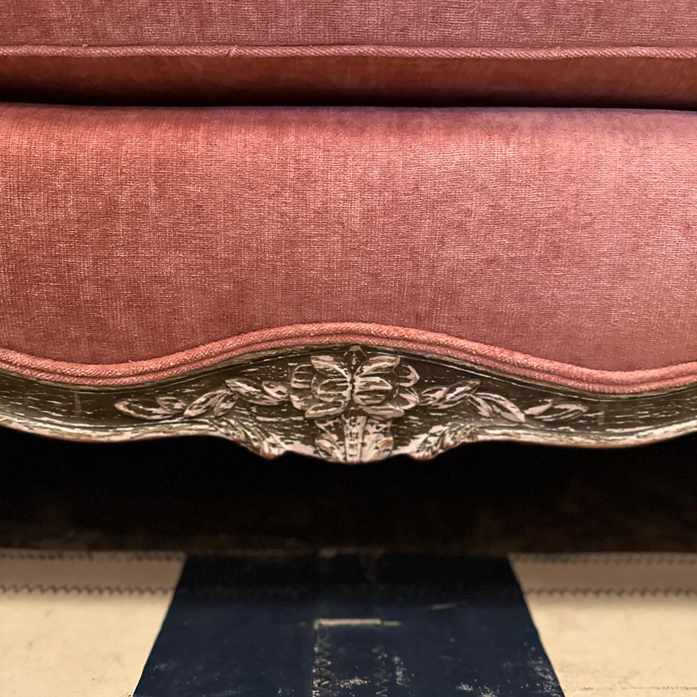 19th Century French Daybed Upholstered in John Derian for Cisco Brothers "Velluto Rose" Velvet Linen - Image 5