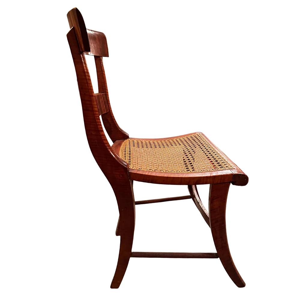 19th Century Federal Tiger Burled Cane Chair - Image 3