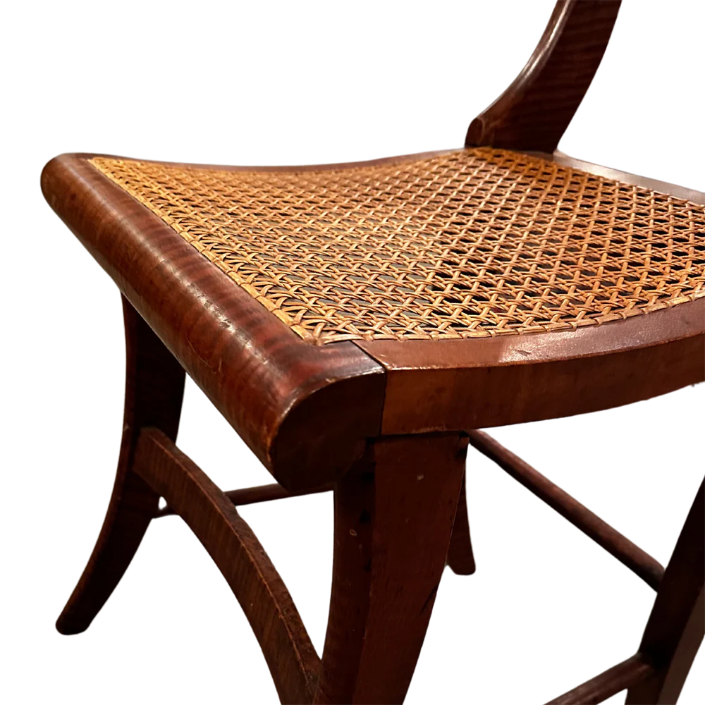 19th Century Federal Tiger Burled Cane Chair - Image 5