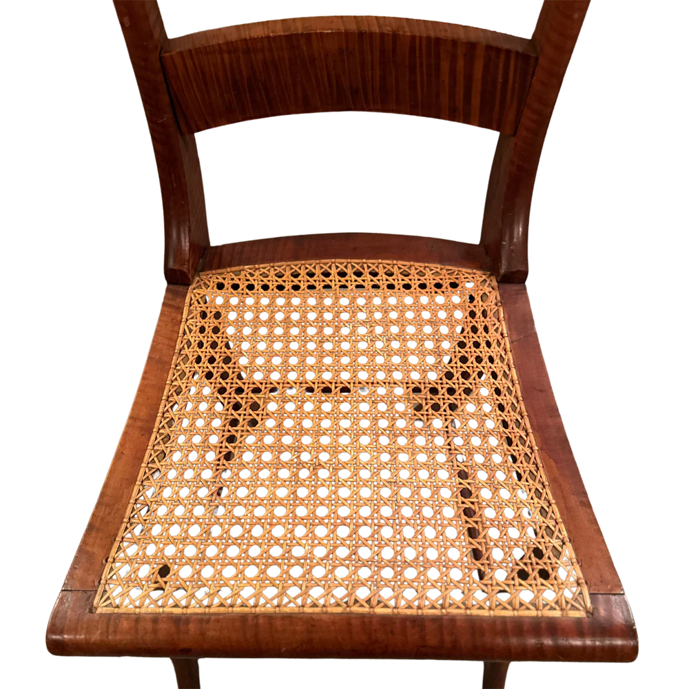 19th Century Federal Tiger Burled Cane Chair - Image 6
