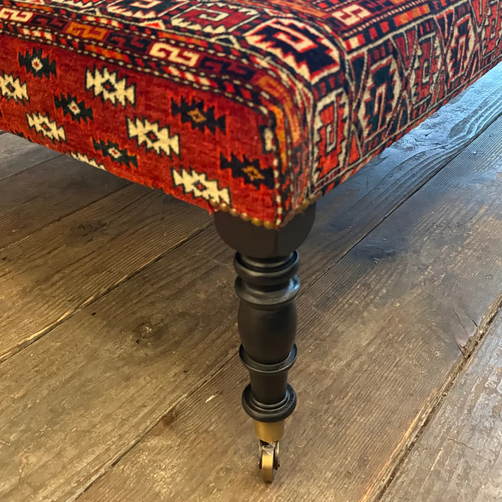 Custom Antique Caucasian Rug Ottoman #3 - Image 4