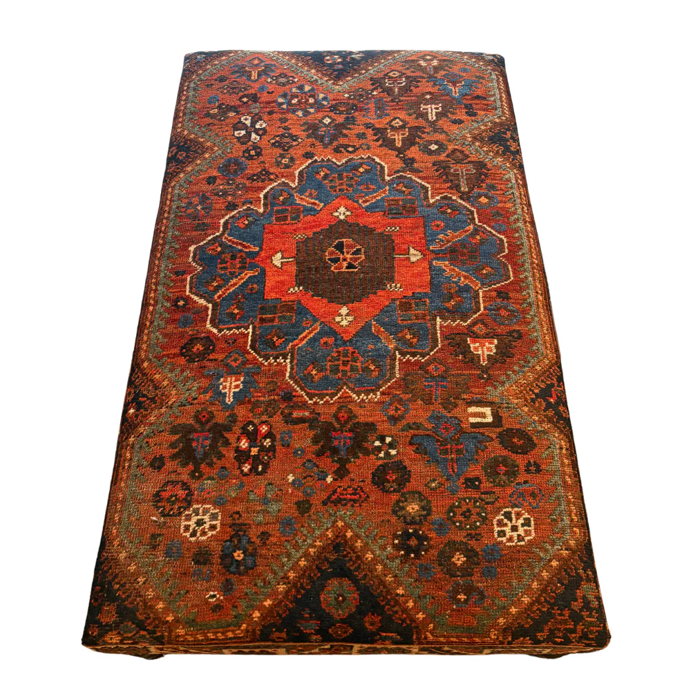 Custom Antique Shiraz Rug Ottoman #2 - Image 3
