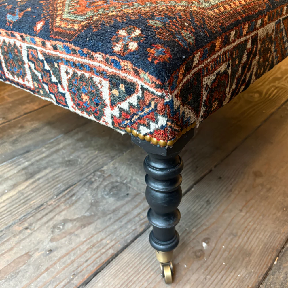 Custom Antique Shiraz Rug Ottoman #2 - Image 4