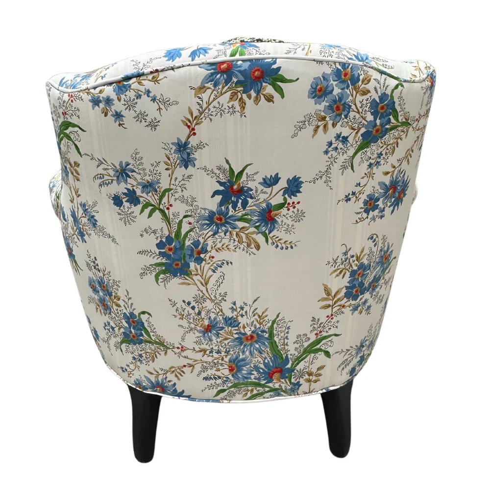 Custom Baronet Chair in Décors Barbares Ete Moscovit Indigo Fabric - Image 6