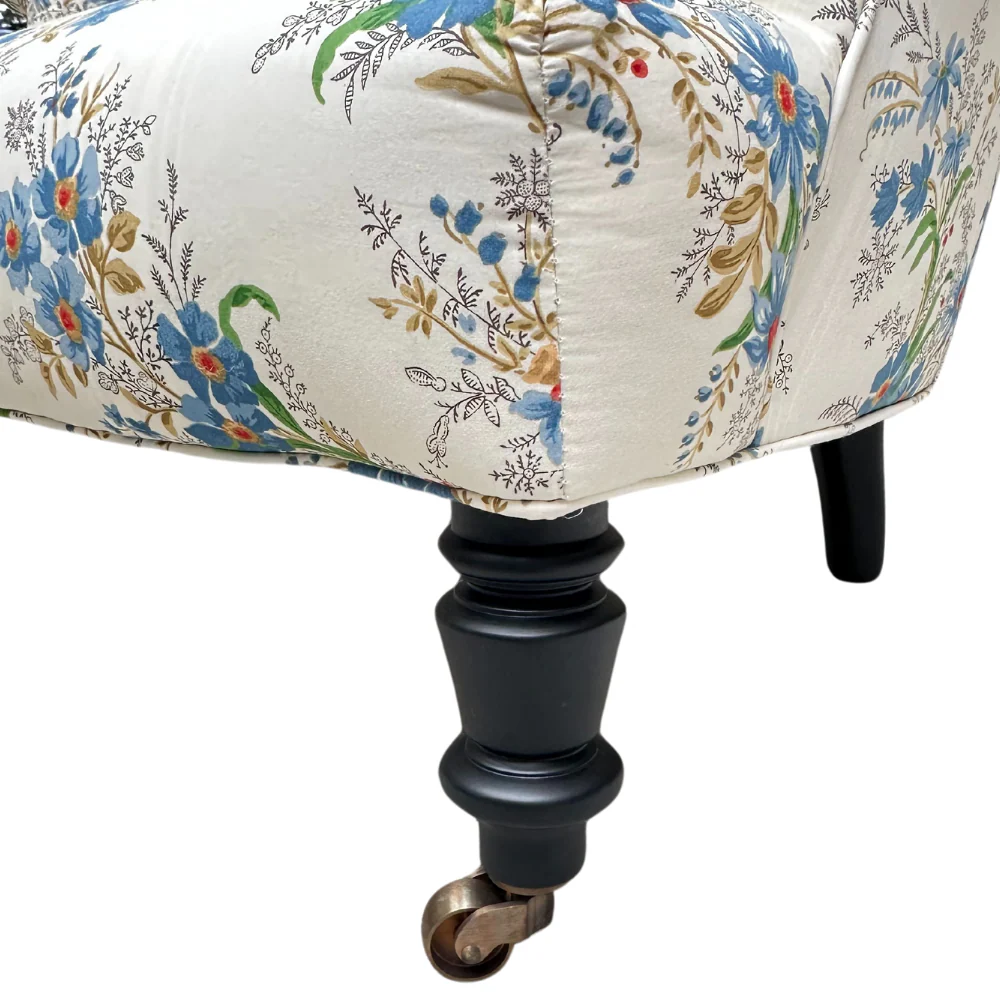 Custom Baronet Chair in Décors Barbares Ete Moscovit Indigo Fabric - Image 8