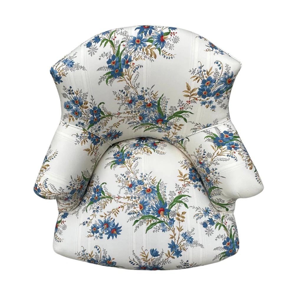 Custom Baronet Chair in Décors Barbares Ete Moscovit Indigo Fabric - Image 9