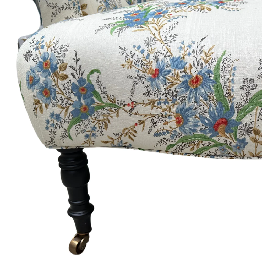 Custom Bog Chair in Décors Barbares Ete Moscovite Indigo Fabric - Image 3