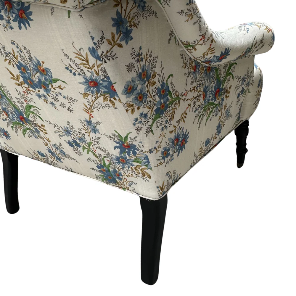 Custom Bog Chair in Décors Barbares Ete Moscovite Indigo Fabric - Image 6