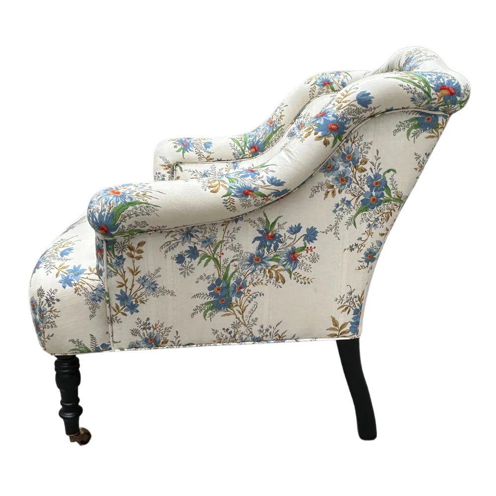 Custom Bog Chair in Décors Barbares Ete Moscovite Indigo Fabric - Image 7