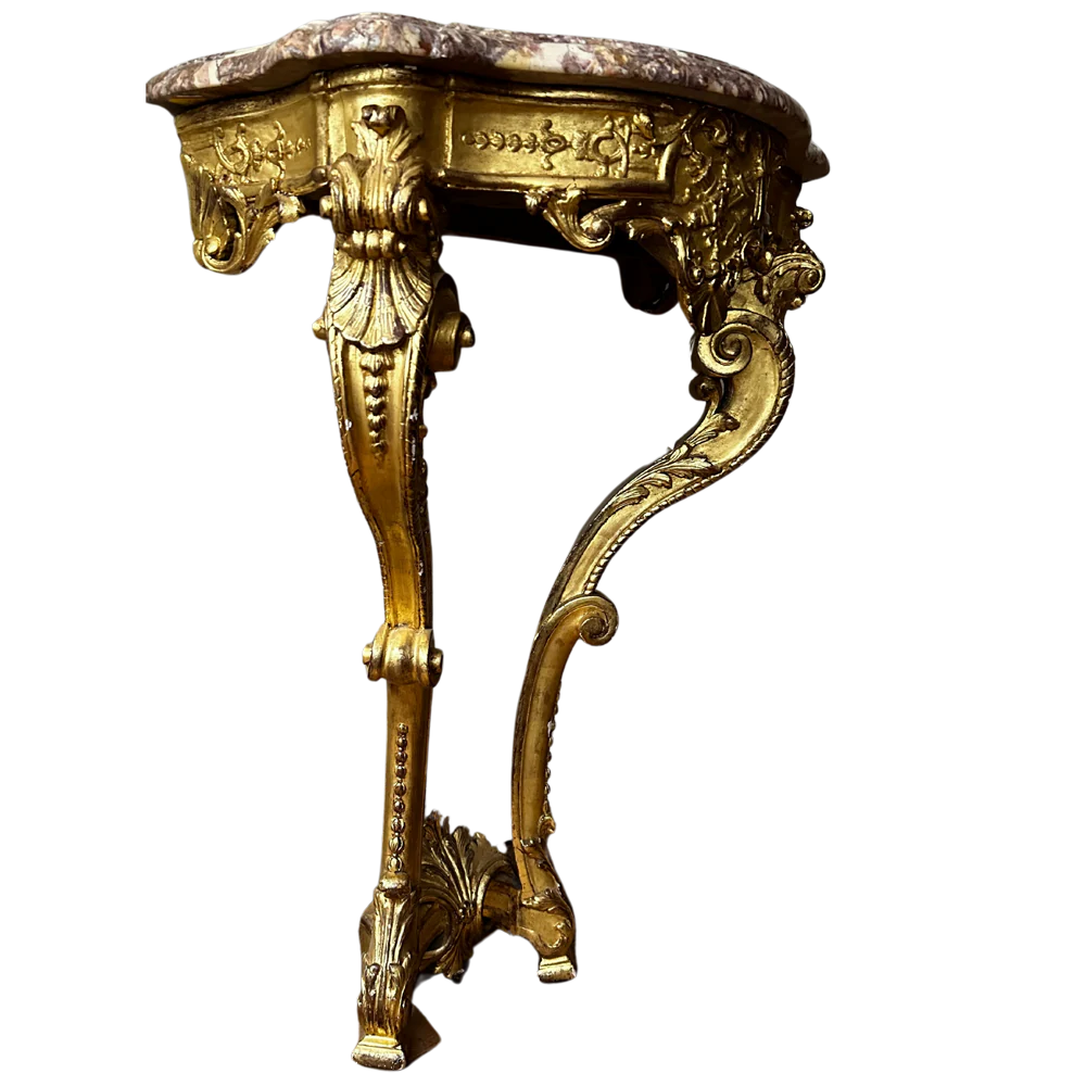 Early 20th Century Gilded Floating Wall Mounted Console Side Table - Image 3
