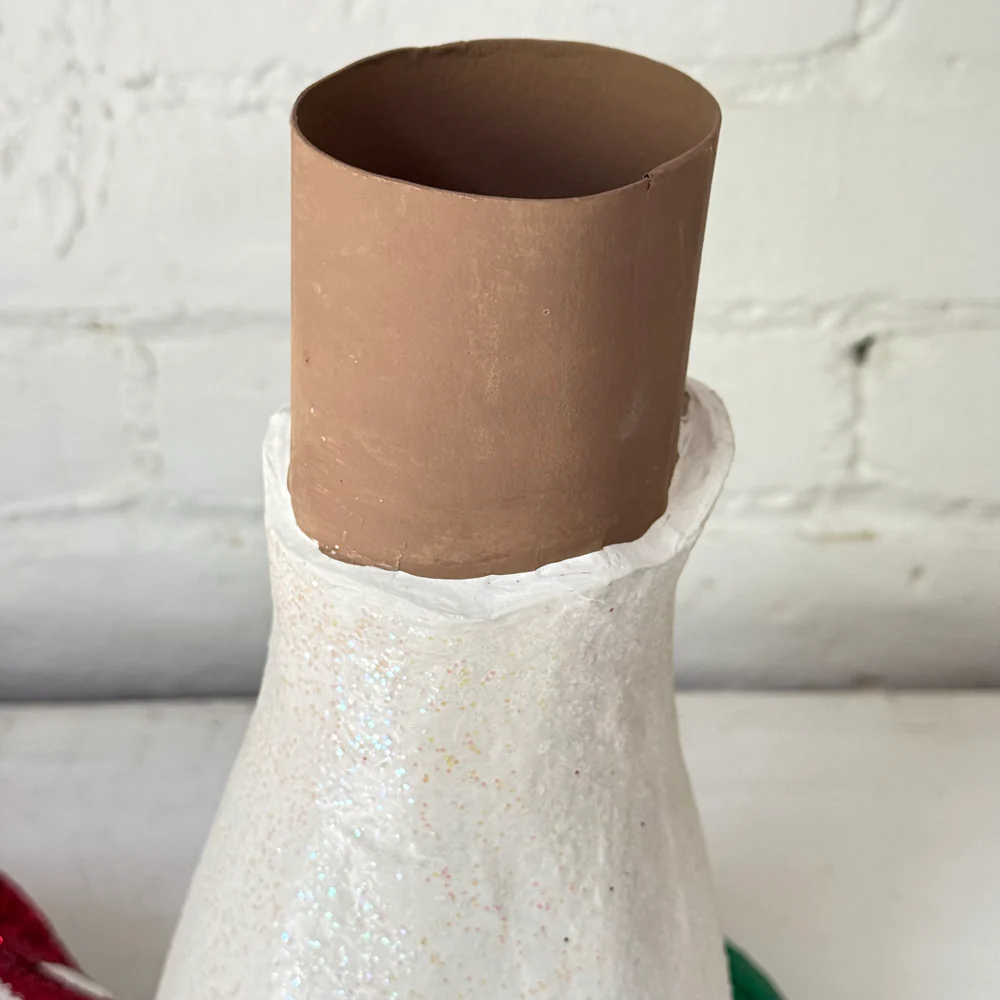 Large Papier-Mâché Glitter Mushroom with Green Base - Image 5