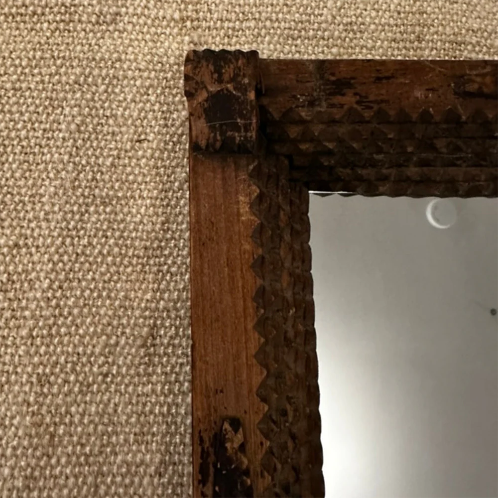 16.5" H Vintage American Tramp Art Mirror Pair - Image 3